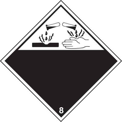 TDG Shipping Labels, Class 8, Corrosives, Vinyl Ontario Packaging