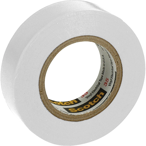 Scotch&reg; 35 Colour Coded Tape, 12.7 mm (1/2") x 6.1 m (20'), White, 7 mils Ontario Packaging