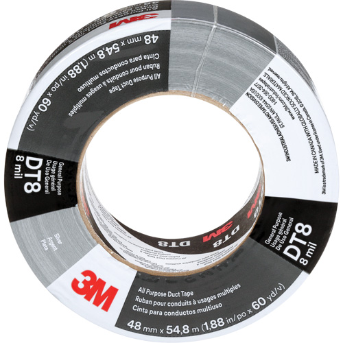 DT8 All-Purpose Duct Tape, 8 mils, Silver, 48 mm (2") x 55 m (180') Ontario Packaging