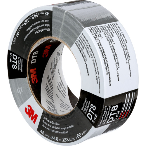 DT8 All-Purpose Duct Tape, 8 mils, Silver, 48 mm (2") x 55 m (180') Ontario Packaging