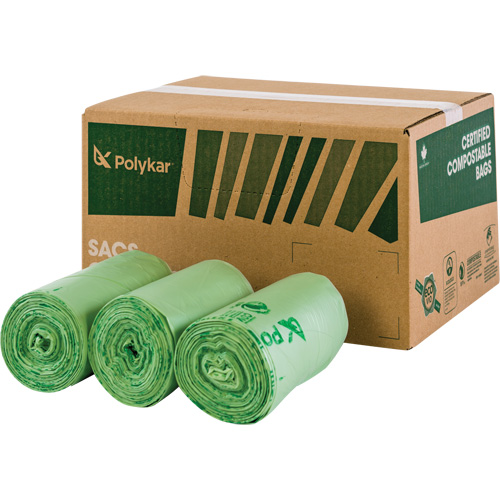 Certified Compostable Bags, Regular, 60" L x 48" W, Clear, 245 L (65 Gal.) Capacity Ontario Packaging