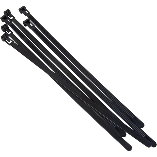 Re-Usable Cable Tie, 8" Long, 50 lbs. Tensile Strength, Black Ontario Packaging