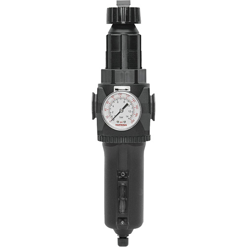 Manual Drain Filter/Regulator with Metal Bowl & Gauge Modulair 400, 1/2" NPT, 200 psi, 9.1 fl. oz. Capacity Ontario Packaging