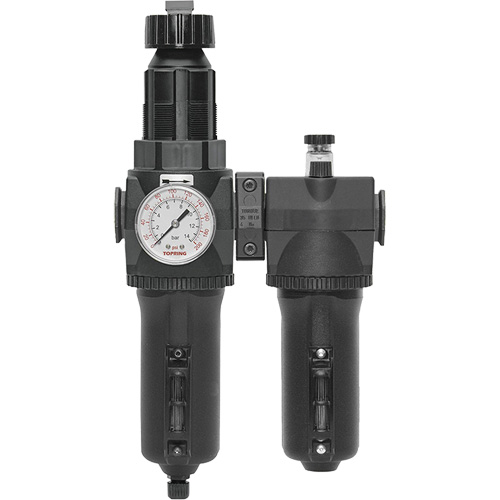 Filtre + r&eacute;gulateur + lubrificateur &agrave; drain manuel avec bol en m&eacute;tal et manom&egrave;tre Modulair 400, 1/2" NPT Ontario Packaging