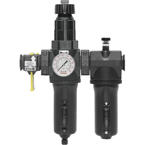Filtre + r&eacute;gulateur + lubrificateur &agrave; drain manuel avec bol standard et manom&egrave;tre Modulair 400, 3/4" NPT Ontario Packaging