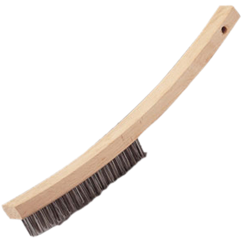 Brosse &agrave; main &agrave; r&eacute;curer &agrave; manche courb&eacute;, Acier inoxydable, 4 x 20 rangs de fils, Longueur 17" Ontario Packaging