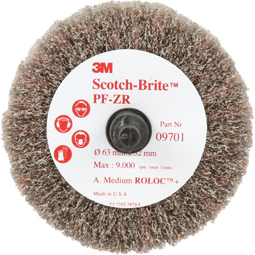 Brosse &agrave; lamelles pour labrasion et le polissage PF-ZR Roloc Scotch-Brite, Oxyde d'aluminium, Grain Moyen, 2-1/2" x 1-1/4" Ontario Packaging