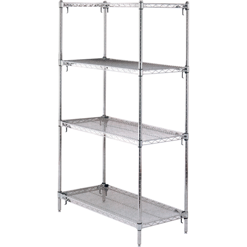 Shelving Unit, 4 Tiers, 36" W x 63" H x 18" D Ontario Packaging
