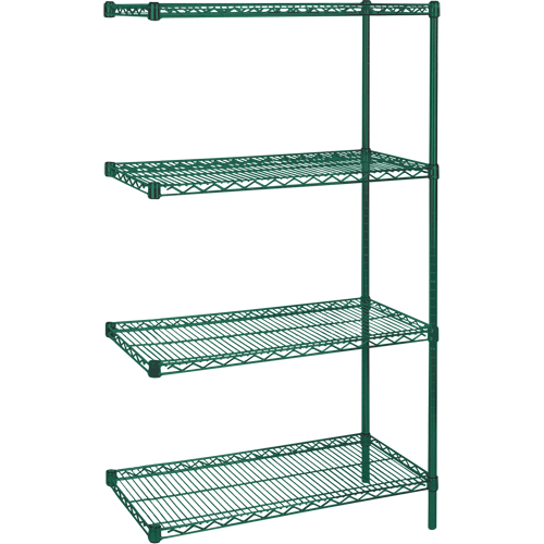 &eacute;tag&egrave;res robustes en treillis m&eacute;tallique au fini &eacute;poxy vert, Ensemble de Ajout, 4 Tablettes, 30" la x 63" h x 14" p Ontario Packaging
