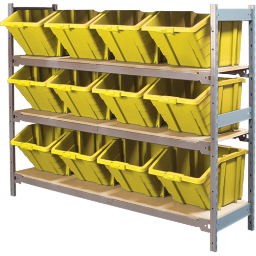 &eacute;tag&egrave;res larges avec bacs g&eacute;ants en plastique, Acier, Sans boulons, Capacit&eacute; 800 lb, 66" la x 60" h x 18" p Ontario Packaging