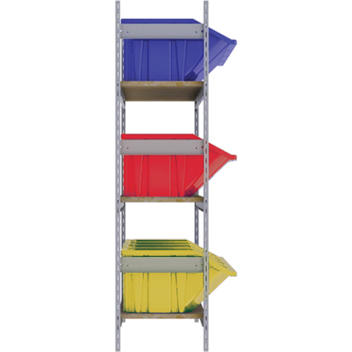 Wide Span Shelving with Jumbo Plastic Bins, Steel, Boltless, 800 lbs. Capacity, 66" W x 60" H x 18" D Ontario Packaging