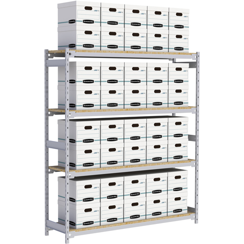 Wide Span Record Storage Shelving, Steel, 4 Shelves, 72" W x 18" D x 84" H Ontario Packaging