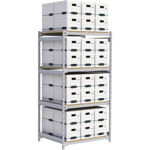 Wide Span Record Storage Shelving, Steel, 4 Shelves, 42" W x 32" D x 84" H Ontario Packaging