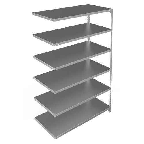 Shelving Unit, Galvanized Steel, Slotted Angle, 275 lbs. Capacity, 48" W x 72" H x 24" D Ontario Packaging