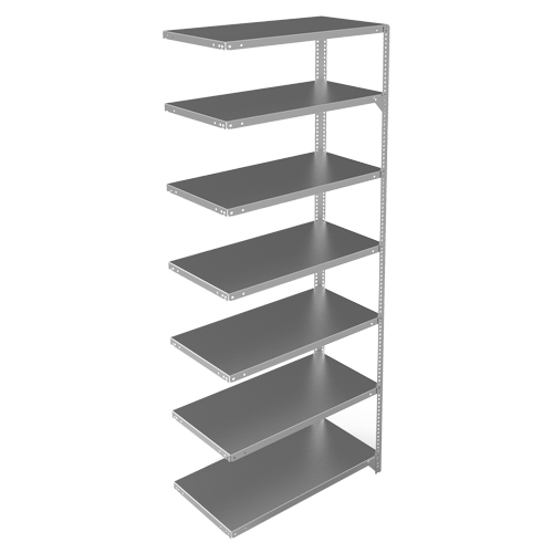 Shelving Unit, Galvanized Steel, Slotted Angle, 400 lbs. Capacity, 36" W x 84" H x 18" D Ontario Packaging