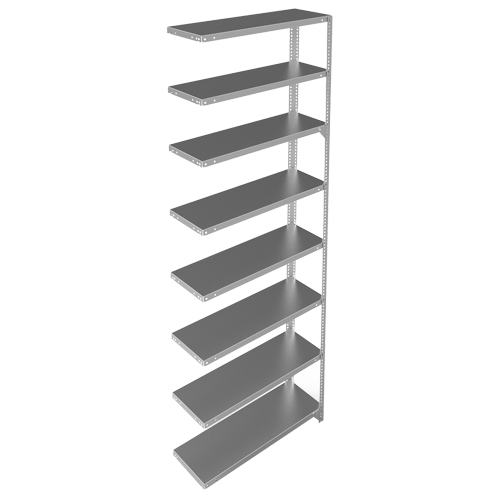 Shelving Unit, Galvanized Steel, Slotted Angle, 400 lbs. Capacity, 36" W x 96" H x 12" D Ontario Packaging
