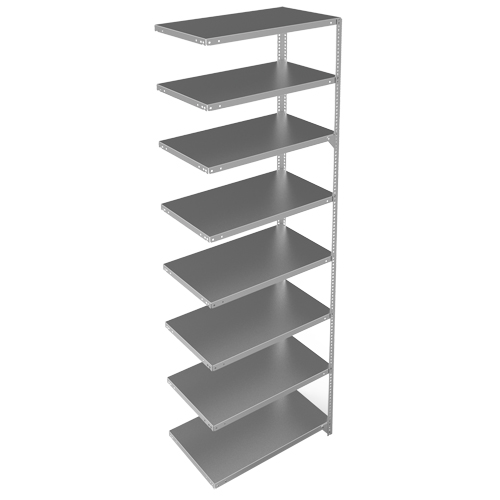Shelving Unit, Galvanized Steel, Slotted Angle, 400 lbs. Capacity, 36" W x 96" H x 18" D Ontario Packaging