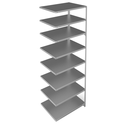 Shelving Unit, Galvanized Steel, Slotted Angle, 400 lbs. Capacity, 36" W x 96" H x 24" D Ontario Packaging