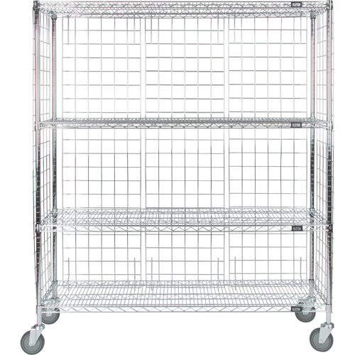 Enclosed Wire Shelf Cart, Chrome Plated, 60" x 69" x 18", 800 lbs. Capacity Ontario Packaging