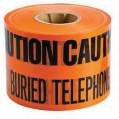 "Buried Telephone Line" Identoline&reg; Underground Warning Tape, 6" W x 1000' L, Black on Orange Ontario Packaging