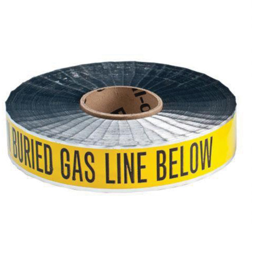 Ruban d'avertissement de danger souterrain Gas Line Identoline, 2" la x 1000' lo, Noir sur jaune Ontario Packaging