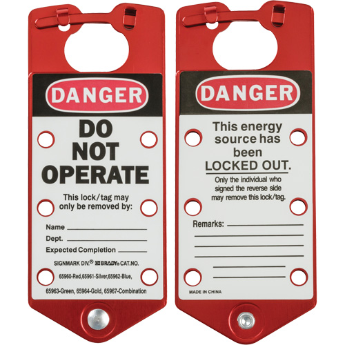 Labeled Lockout Hasp, Red Ontario Packaging