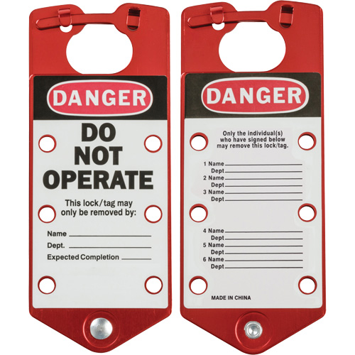 Labeled Lockout Hasps, Red Ontario Packaging