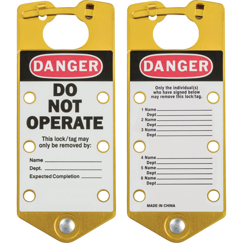 Labeled Lockout Hasps, Yellow Ontario Packaging