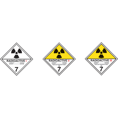 &eacute;tiquettes d'exp&eacute;dition TMD, Classe 7, Radioactif I, Vinyle Ontario Packaging