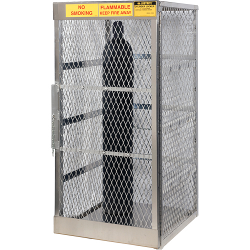 Aluminum LPG Cylinder Locker Storage, 10 Cylinder Capacity, 30" W x 32" D x 65" H, Silver Ontario Packaging
