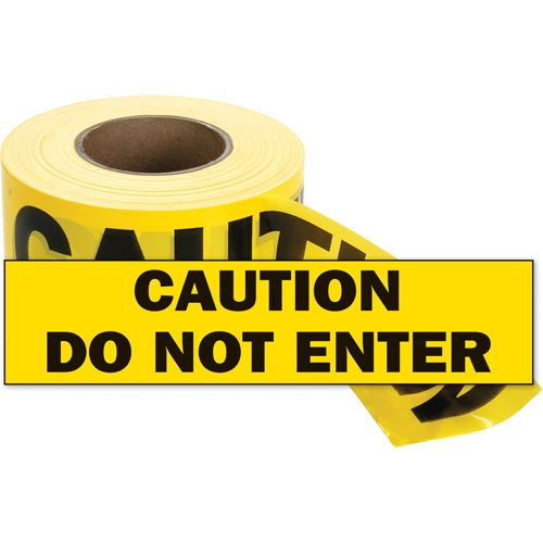 Rubans pour barricades, Anglais, 3" la x 1000' lo, 2 mils, Noir sur jaune Ontario Packaging