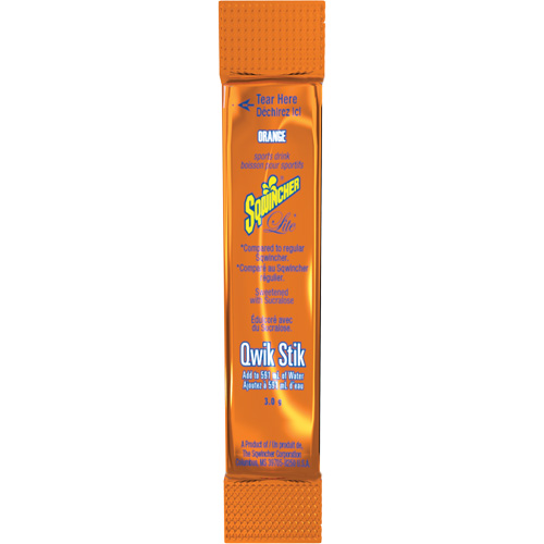 Sqwincher&reg; Boisson de r&eacute;hydratation ZERO Qwik Stik, Poudre, Orange Ontario Packaging