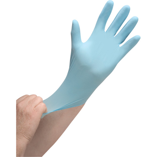 Gants jetables de calibre m&eacute;dical r&eacute;sistants &agrave; la perforation, Moyen, Nitrile, 4,5 mils, Sans poudre, Bleu, Classe 2 Ontario Packaging
