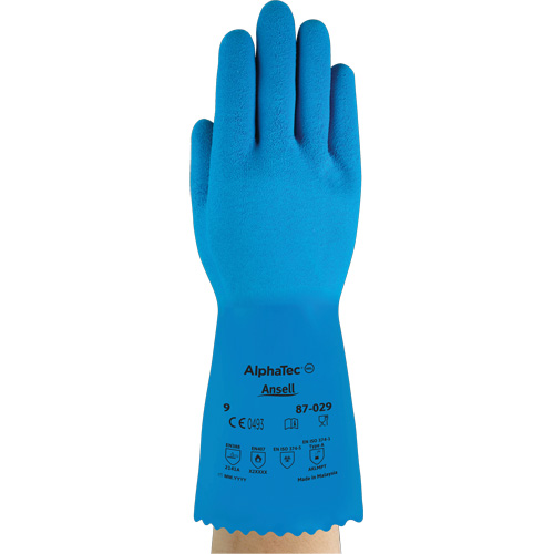 Gants AlphaTec 87-029, Taille Grand/9, 12" lo, Latex de caoutchouc, Doublure en Nylon, 50 mils Ontario Packaging