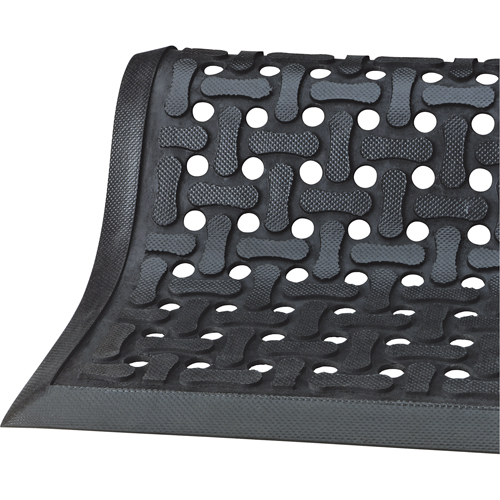 Comfort Flow Mats, Slotted, 2-83/100' x 9-1/12' x 3/8", Black, Nitrile Ontario Packaging