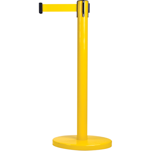 Barri&egrave;res sur pieds pour le contr&ocirc;le des foules, Acier, 35" h, Ruban Jaune, Longueur du ruban 7' Ontario Packaging