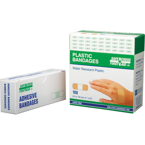 Bandages, Rectangular/Square, 3", Plastic, Sterile Ontario Packaging