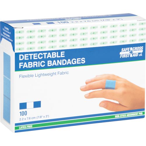 Bandages, Rectangular/Square, 3", Fabric Metal Detectable, Sterile Ontario Packaging
