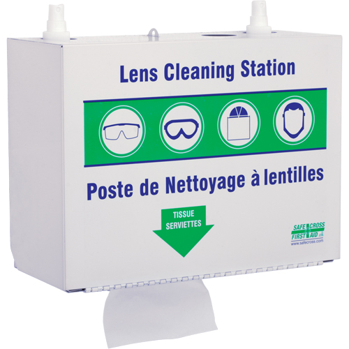 Postes en M&eacute;tal Pour Le Nettoyage De Verres - Deux Boutielle De Solution 500ml Et 1 Boîte De Serviettes, M&eacute;tal, 10,5" lo x 5,5" p x 6,3" h Ontario Packaging