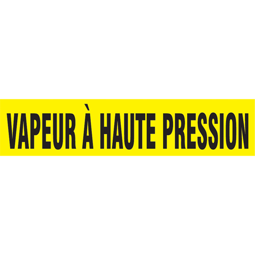 Marqueurs de tuyau "Vapeur &agrave; Haute Pression", Autocollant, 4" h x 24" la, Noir sur jaune Ontario Packaging
