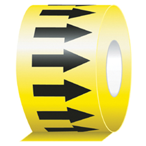 Directional Flow Arrow Tapes, 108', Black on Yellow Ontario Packaging