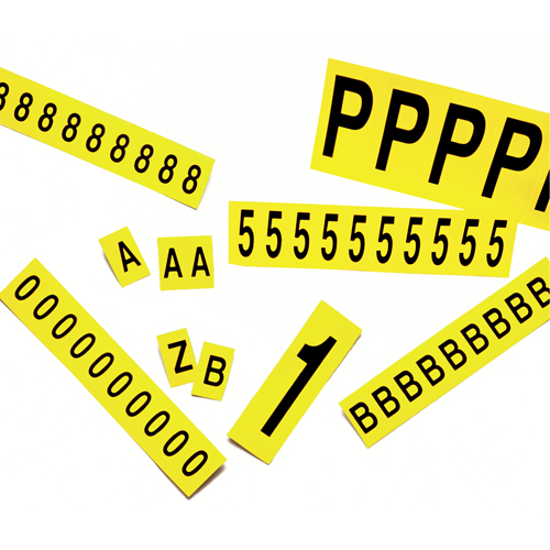 Rep&egrave;res adh&eacute;sifs &agrave; lettres individuelles, I, 2-15/16" h, Noir sur jaune Ontario Packaging