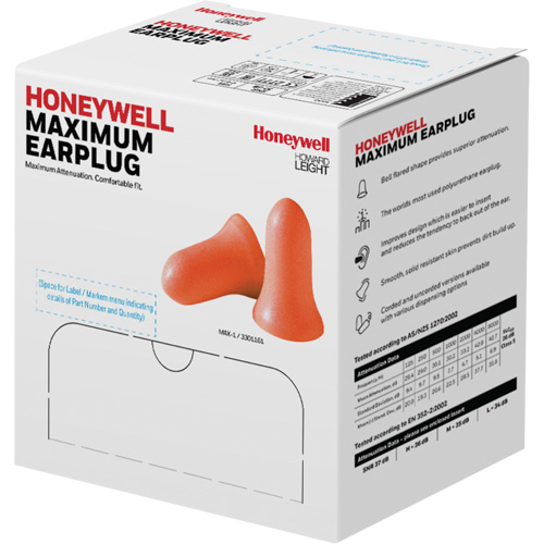Bouchons d'oreilles en mousse Maximum de Howard Leight, Vrac - Sac en poly Ontario Packaging