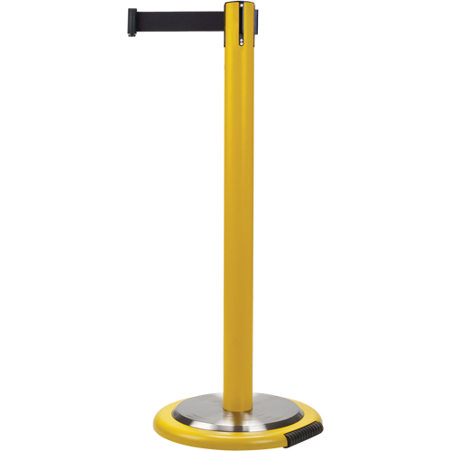 Barri&egrave;res sur pieds pour le contr&ocirc;le des foules, Acier, 35" h, Ruban Noir, Longueur du ruban 7' Ontario Packaging