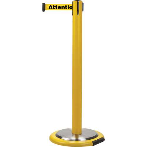 Barri&egrave;res sur pieds pour le contr&ocirc;le des foules, Acier, 35" h, Ruban Jaune, Longueur du ruban 7' Ontario Packaging