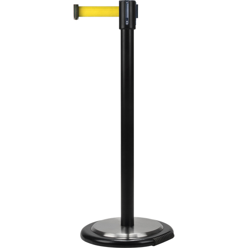 Barri&egrave;re sur pied pour le contr&ocirc;le des foules, Acier, 35" h, Ruban Jaune, Longueur du ruban 7' Ontario Packaging