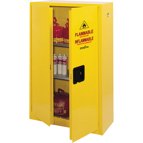 Flammable Storage Cabinet, 45 gal., 2 Door, 43" W x 65" H x 18" D Ontario Packaging