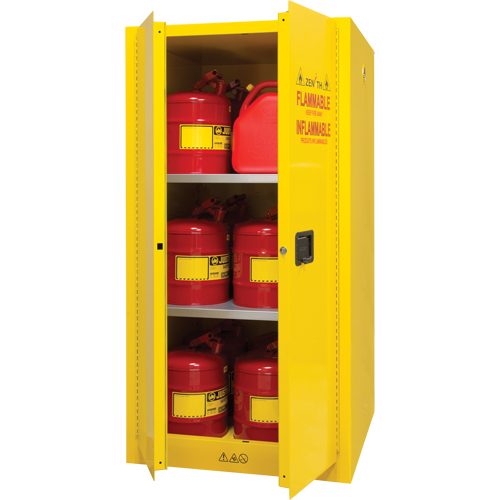 Flammable Storage Cabinet, 60 gal., 2 Door, 34" W x 65" H x 34" D Ontario Packaging