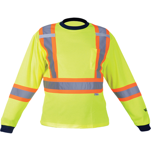 Safety Long Sleeve Shirt, Polyester, Medium, High Visibility Lime-Yellow Ontario Packaging