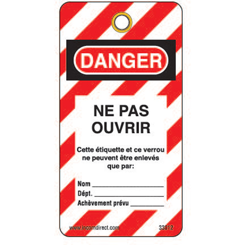 Lockout Tags, Plastic, 3" W x 5-3/4" H, French Ontario Packaging